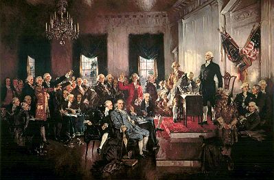 Scene at the Signing of the Constitution of the United States, by Howard Chandler Christy. (Wikipedia)