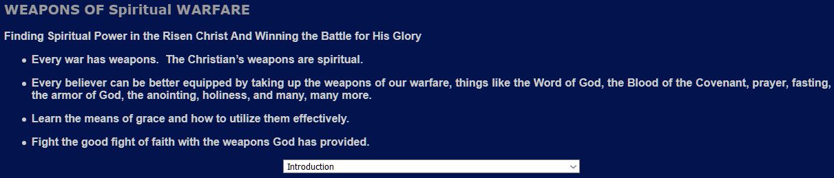 Weapons of Spiritual Warfare